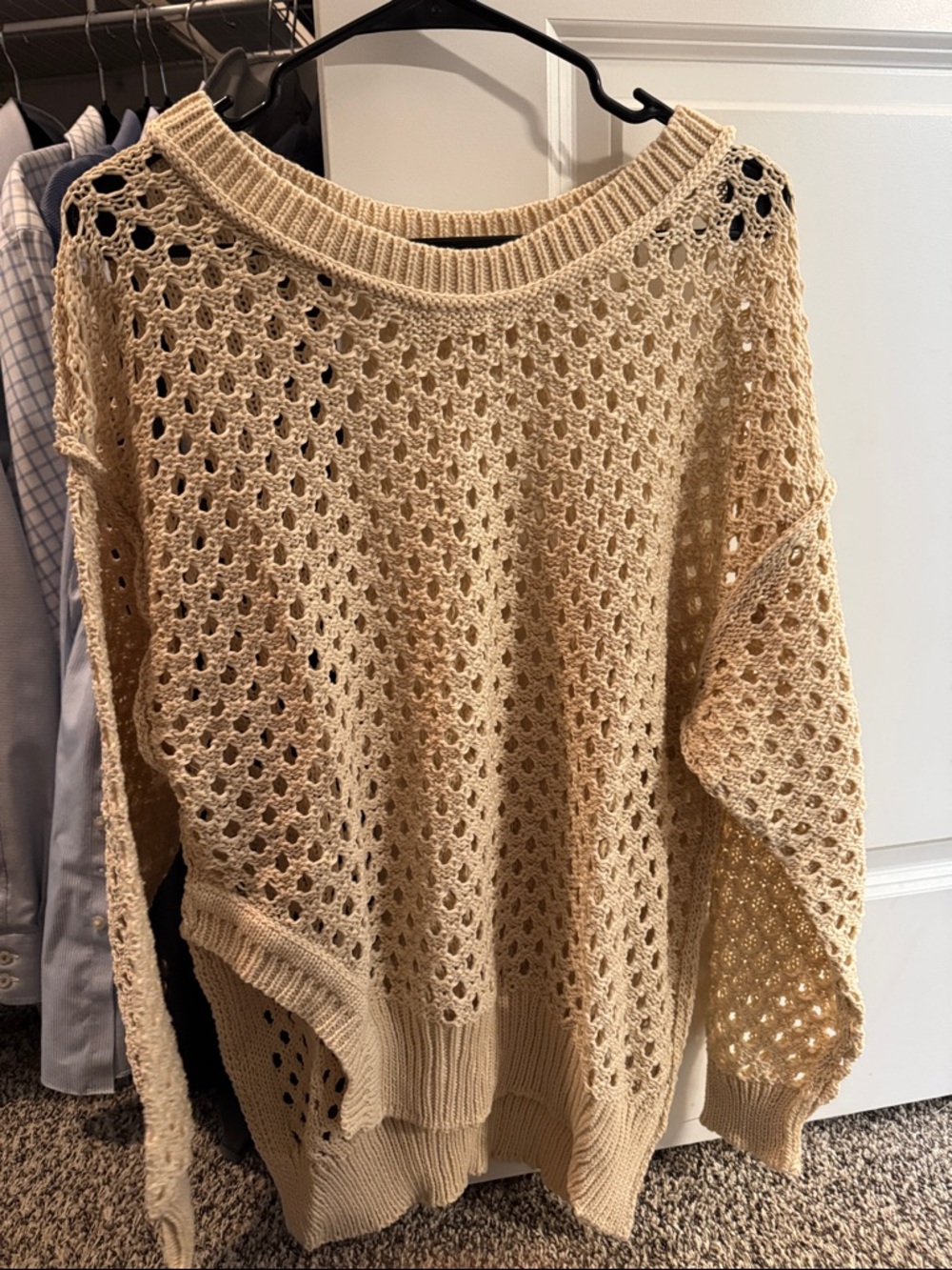 Open-Knit Cream Women's Sweater